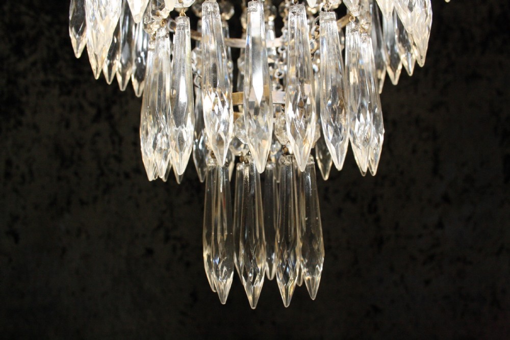 Early 20th century Brass frame spike chandelier View VIII