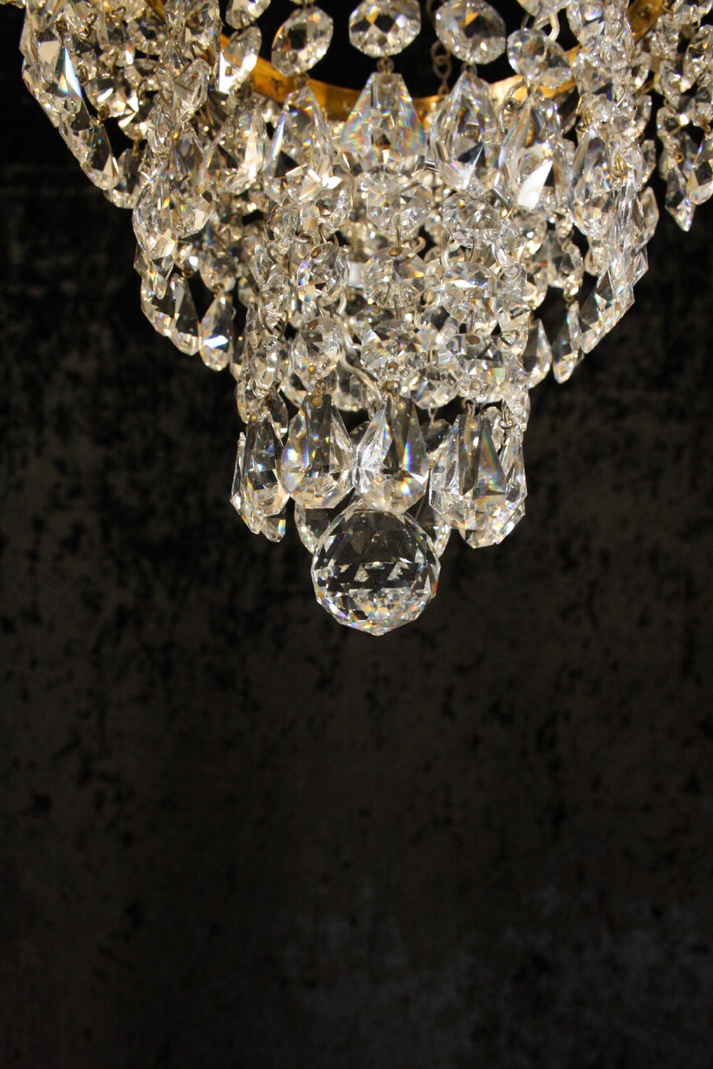Early 20th century Brass frame swag tear drop chandelier View V