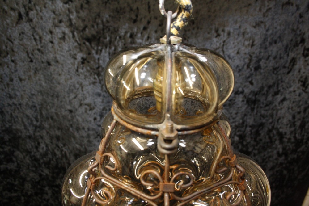 Early 20th century French Glass hall light View VIII