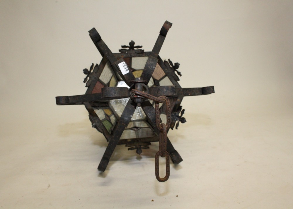 Early 20th century Stained glass porch light View VIII