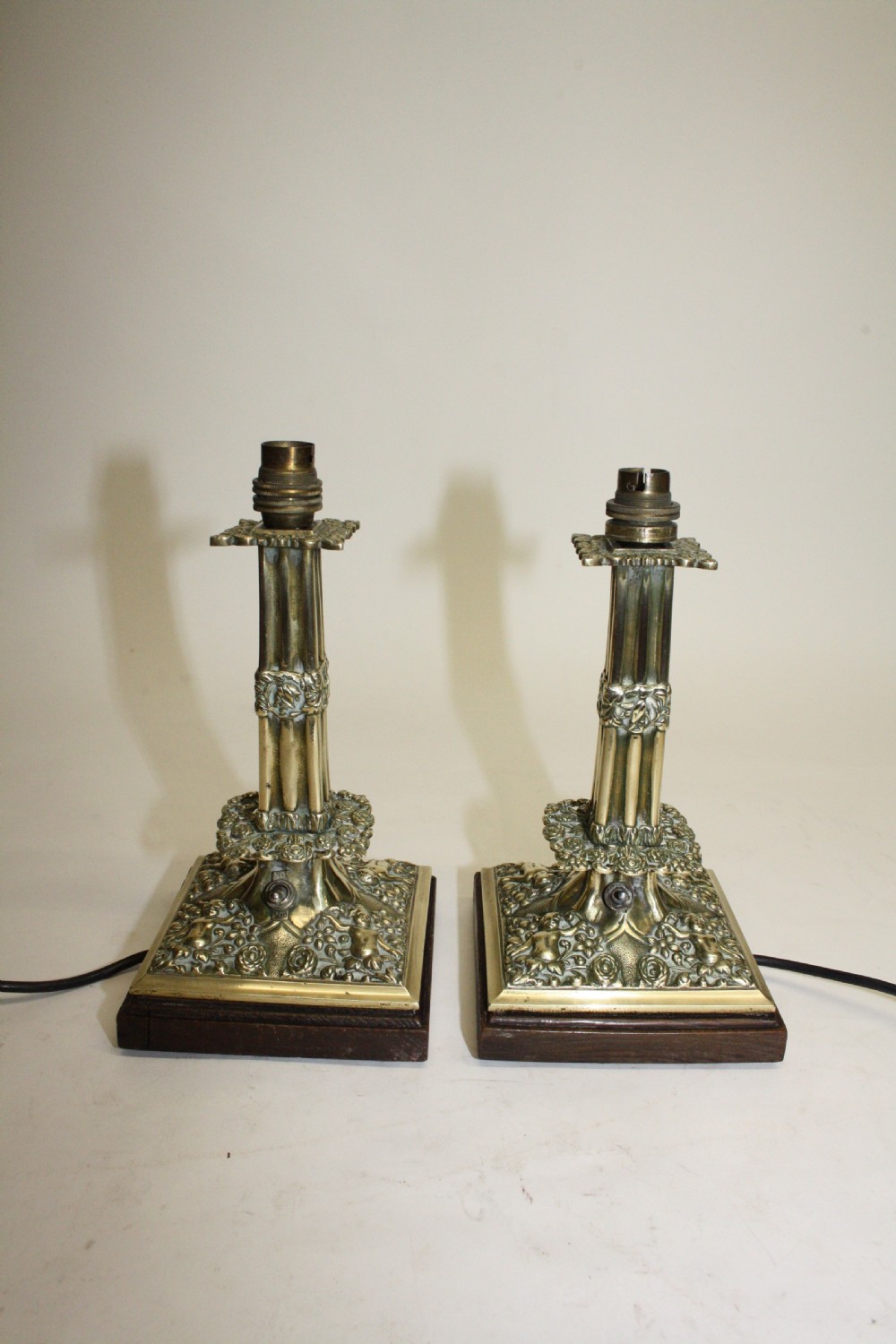 Early 20th century Pair of brass lamps View V