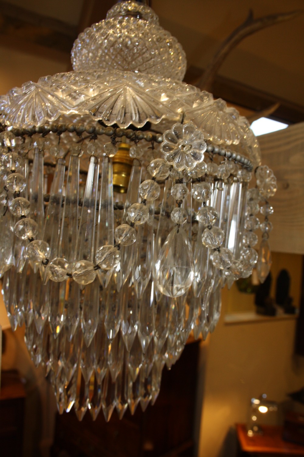 Early 20th century dome top crystal chandelier View VI