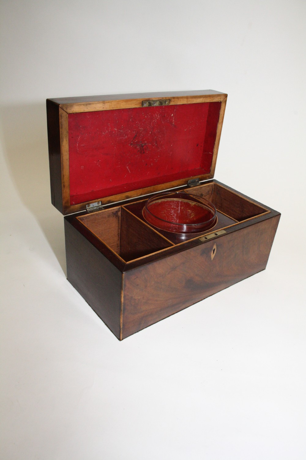 19th Century mahogany tea caddy with bowl View II