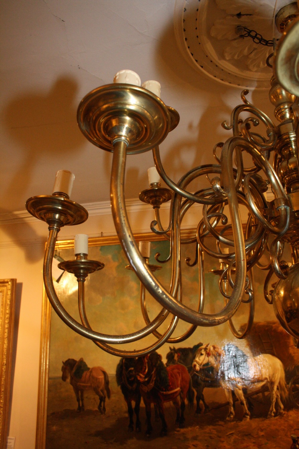 Early 20th century Cromwellian style brass chandelier View VIII
