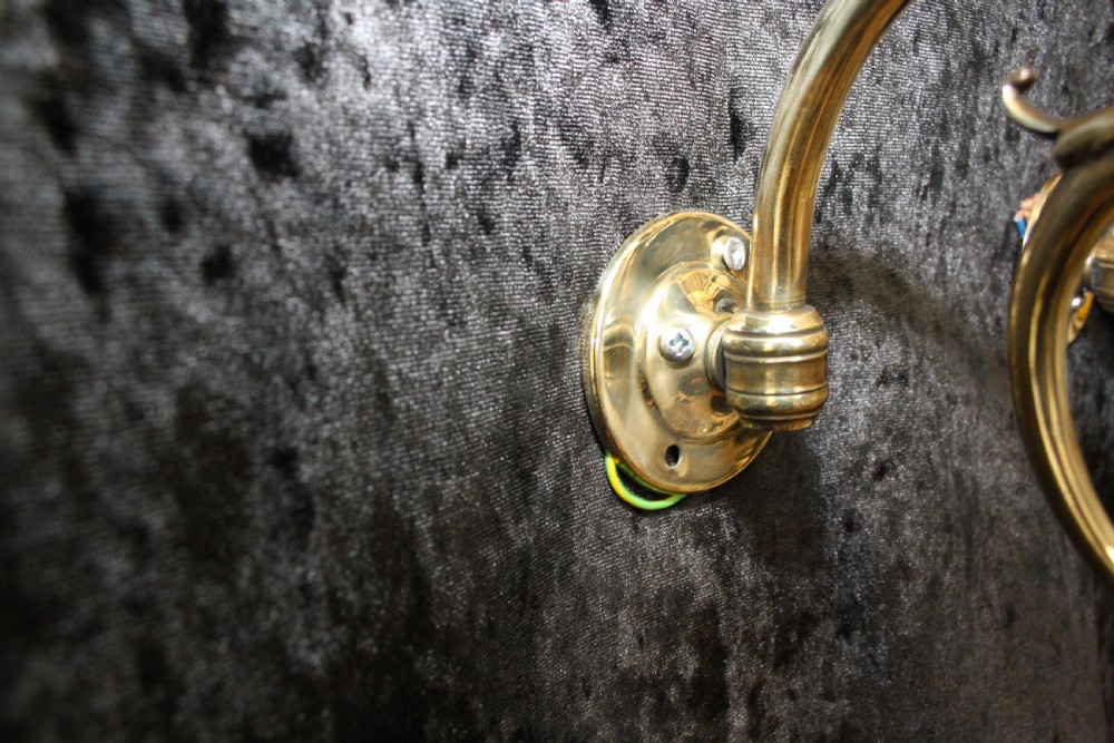 Pair of Brass wall lights with glass shades View VI