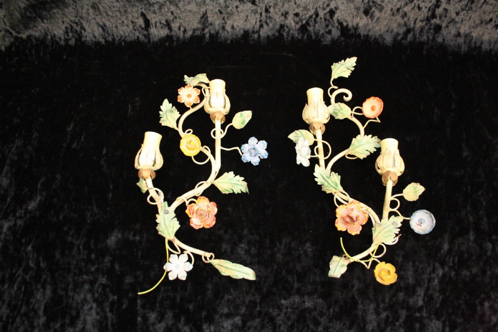  Floral painted wall lights View V