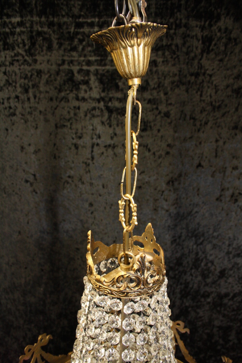 Early 20th century cut glass Bag chandelier  View II