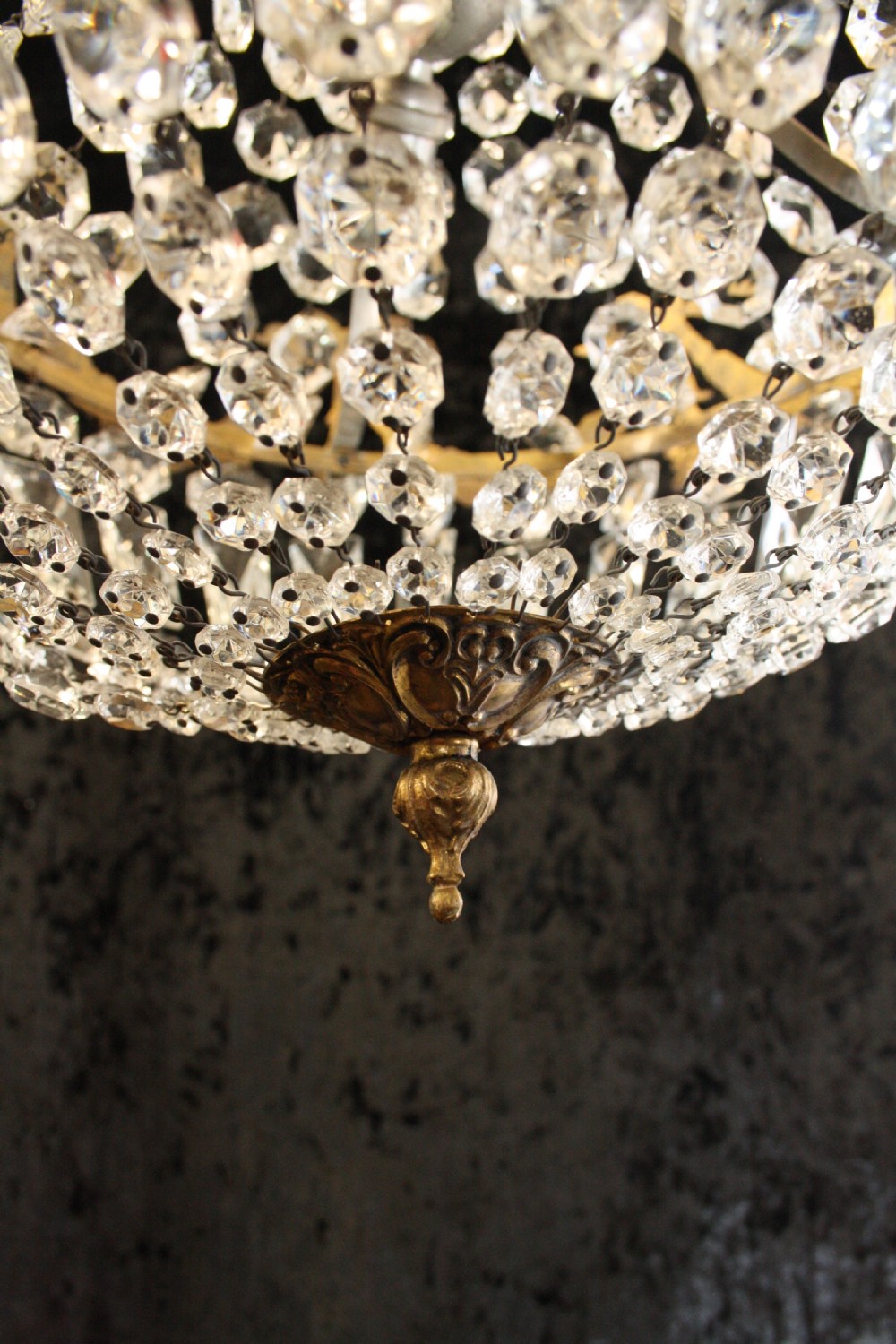 Early 20th century cut glass Bag chandelier  View IV