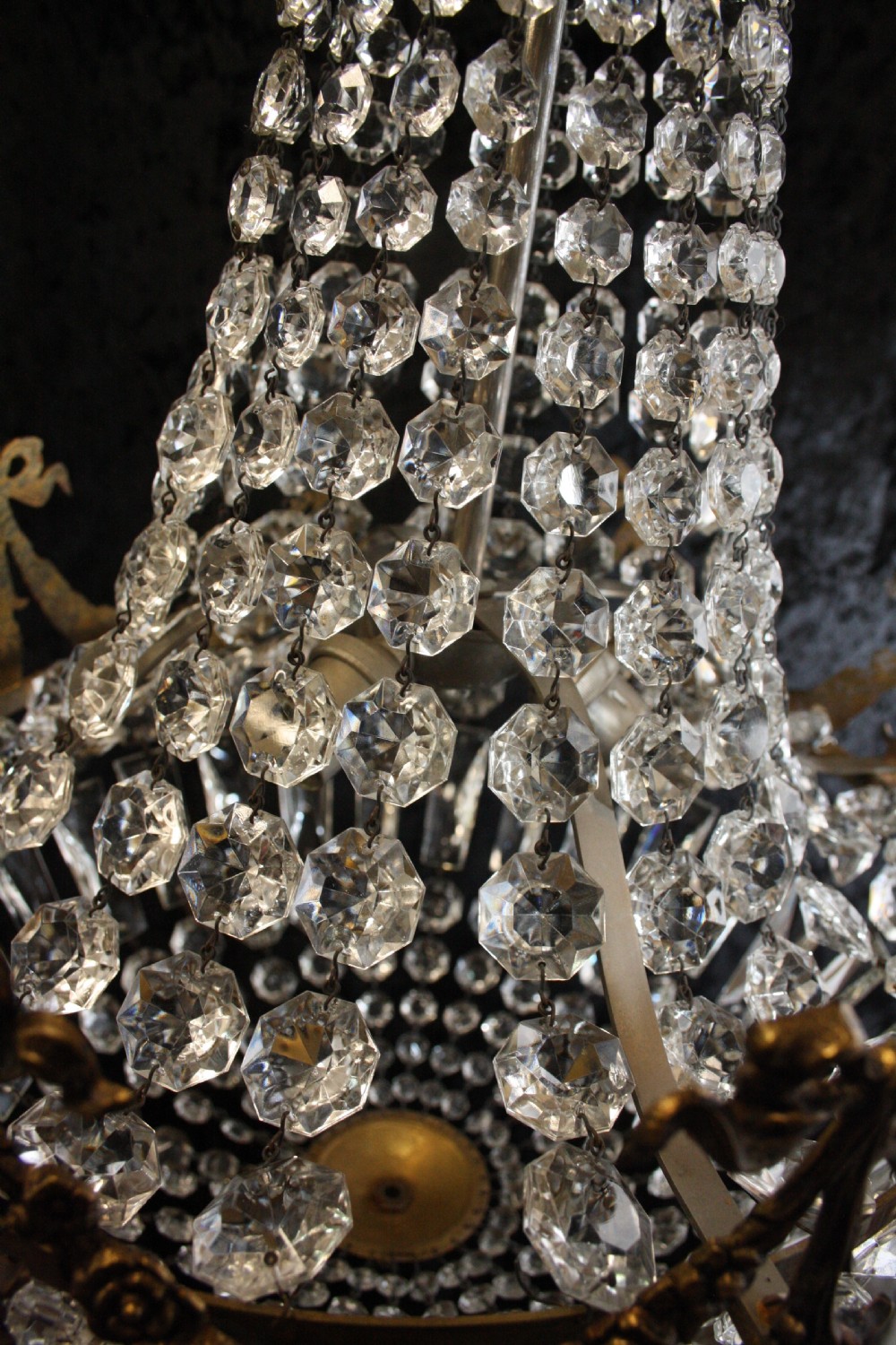 Early 20th century cut glass Bag chandelier  View VIII