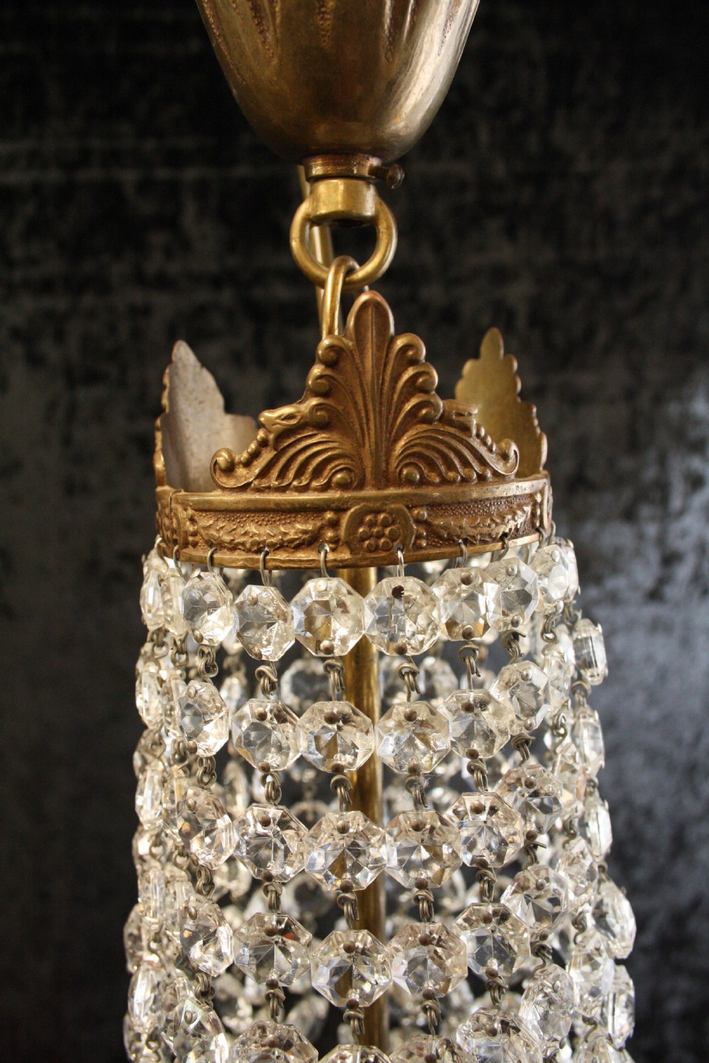 Early 20th century cut glass Bag chandelier  View IV