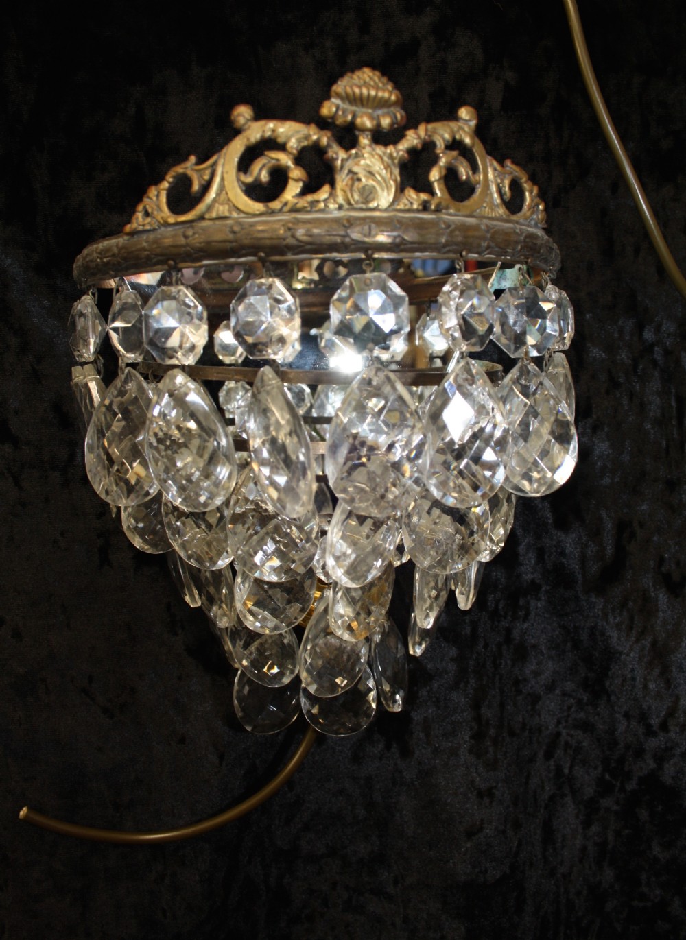 Three early 20th century cut glass wall lights View III