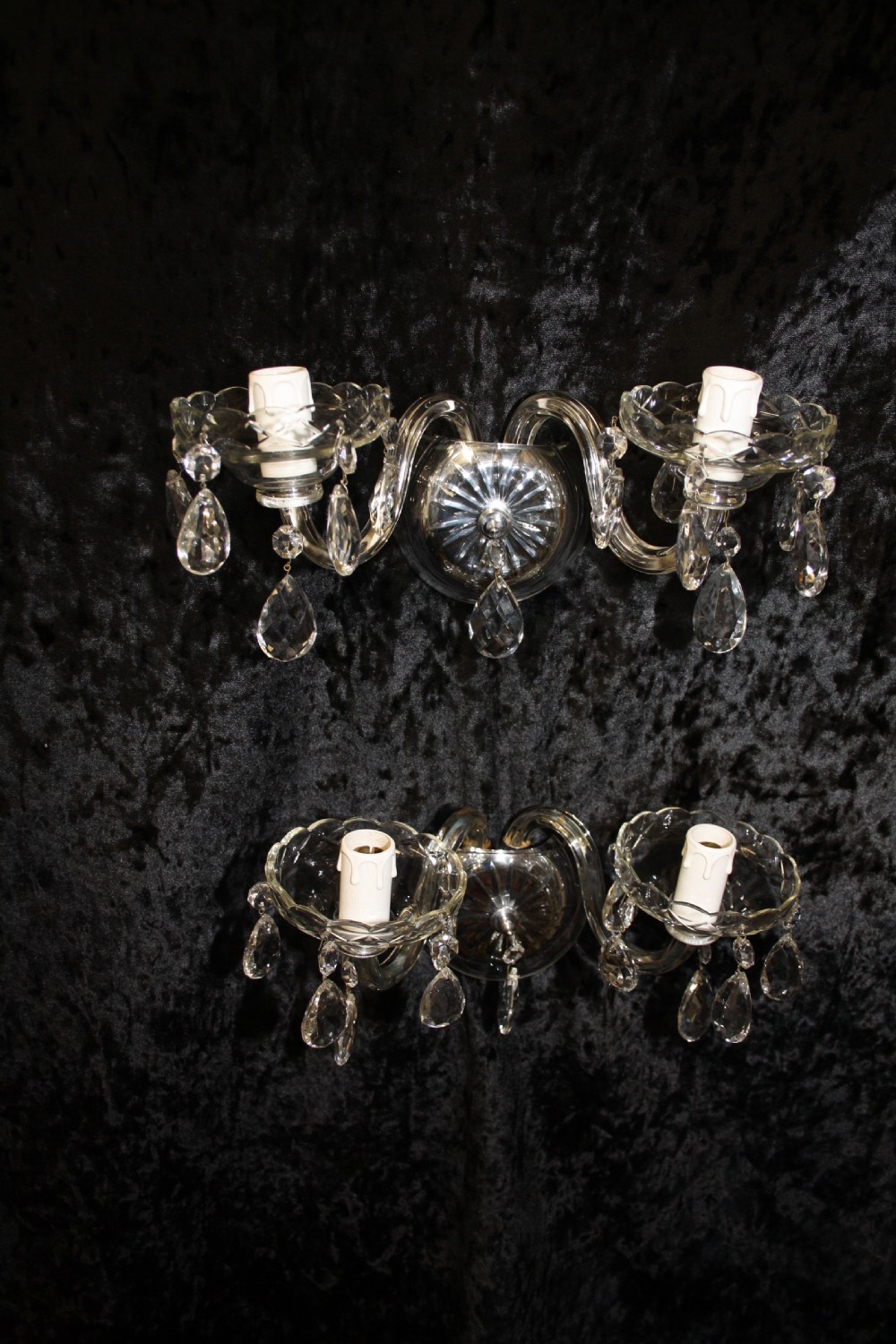Six early 20th century in cut wall lights View VI