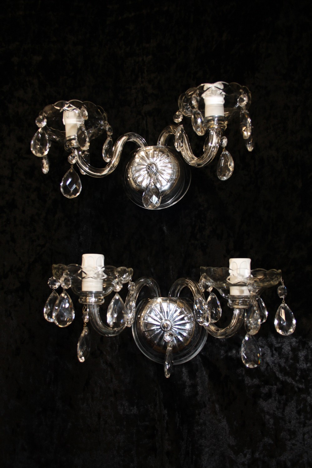 Six early 20th century in cut wall lights View VII