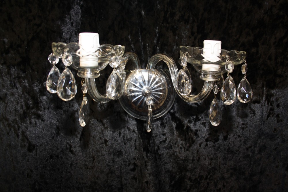 Six early 20th century in cut wall lights View VIII