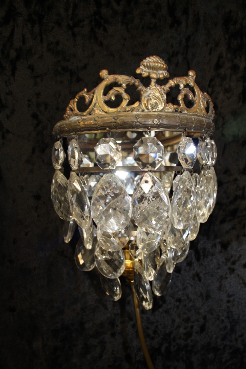 Three early 20th century cut glass wall lights View III