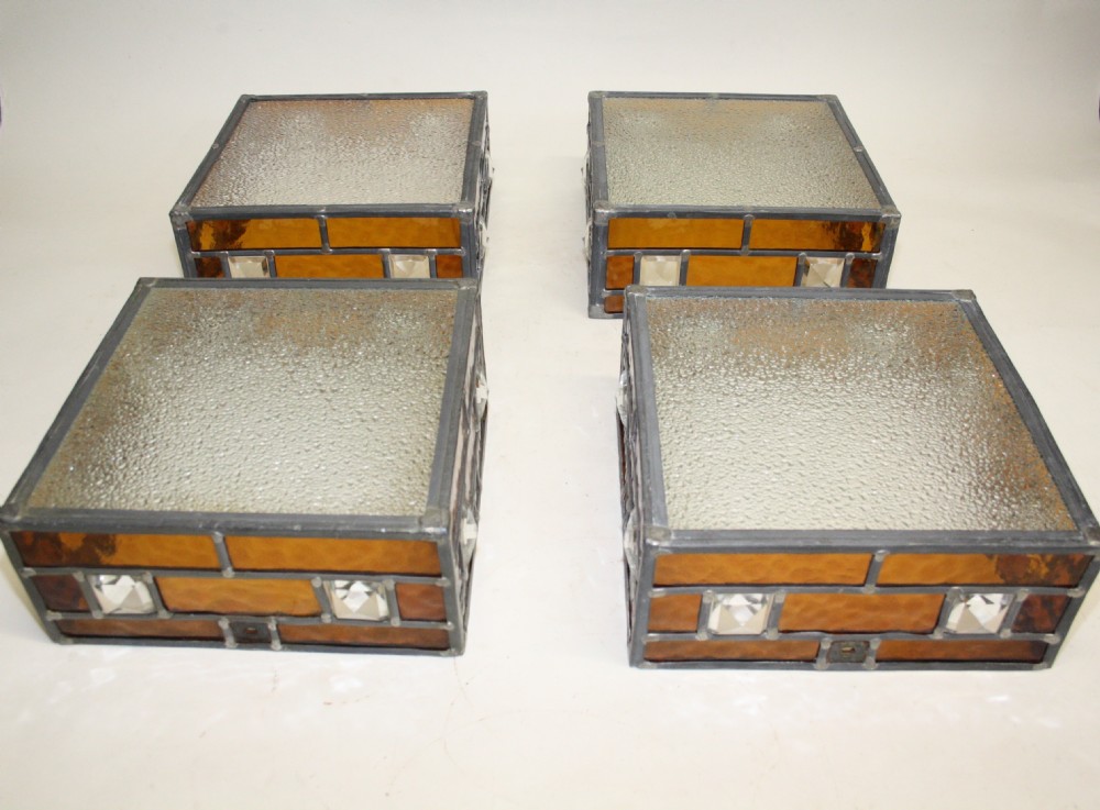 Four leaded art deco ceiling lights