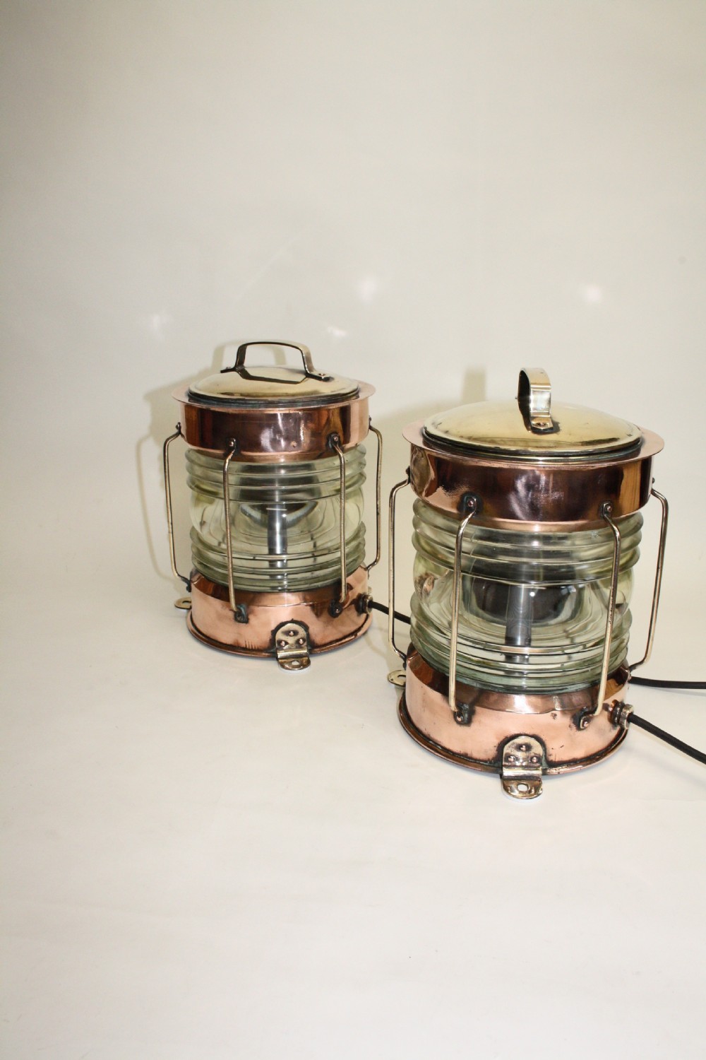 Pair of copper and brass ship lanterns