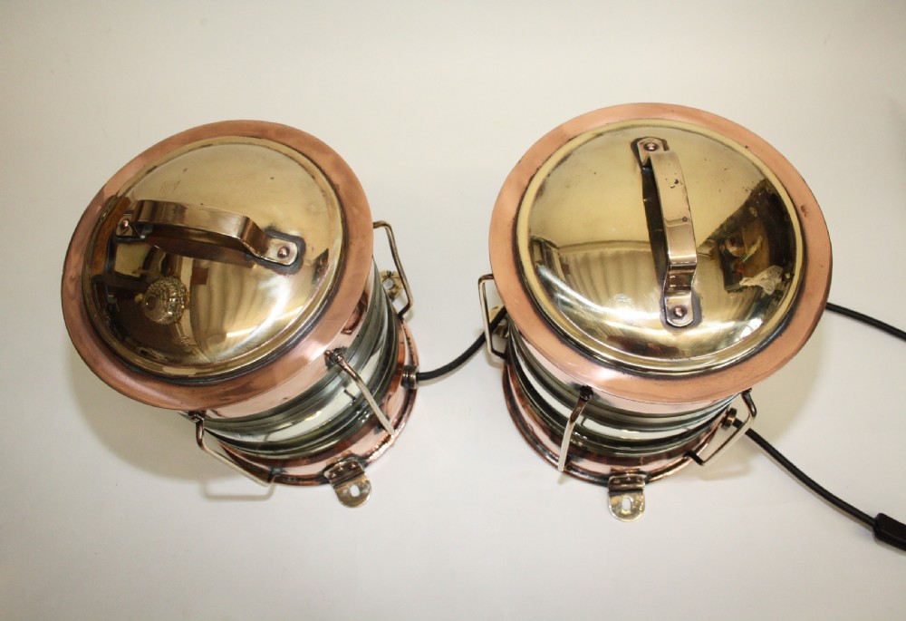 Pair of copper and brass ship lanterns View IV