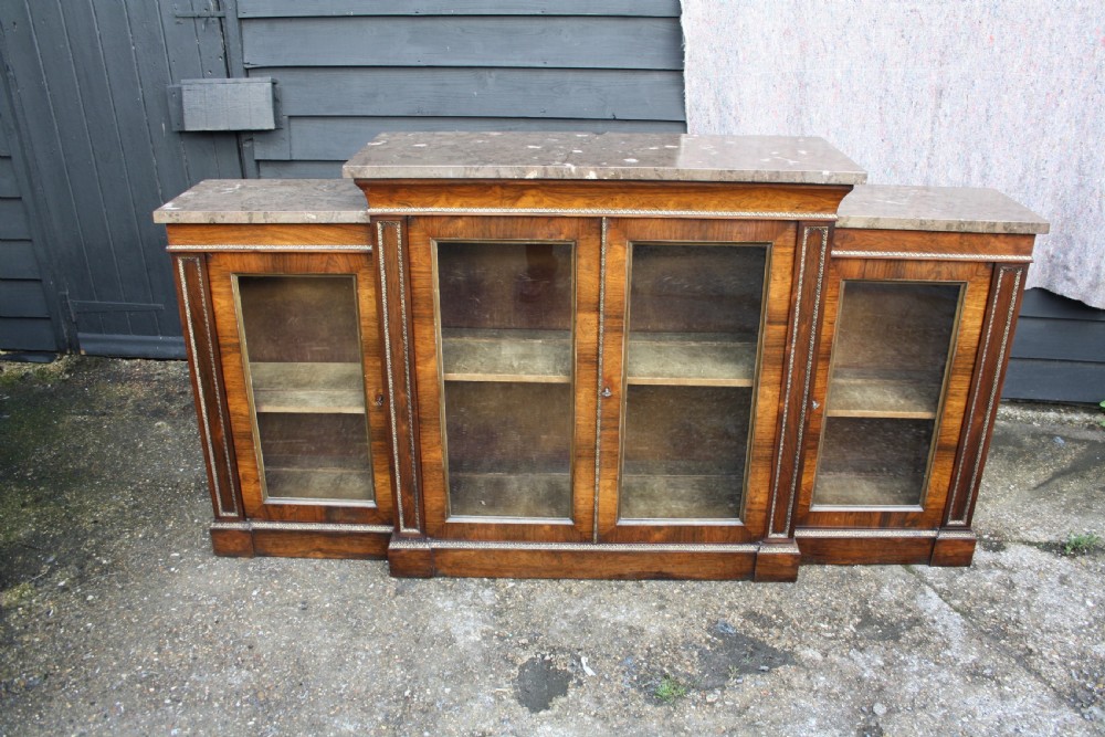 Regency rosewood breakfront bookcase