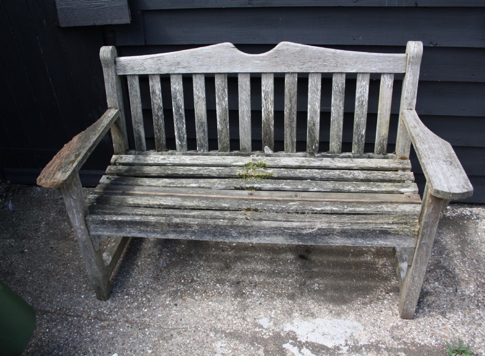 Early 20th century garden bench in teak