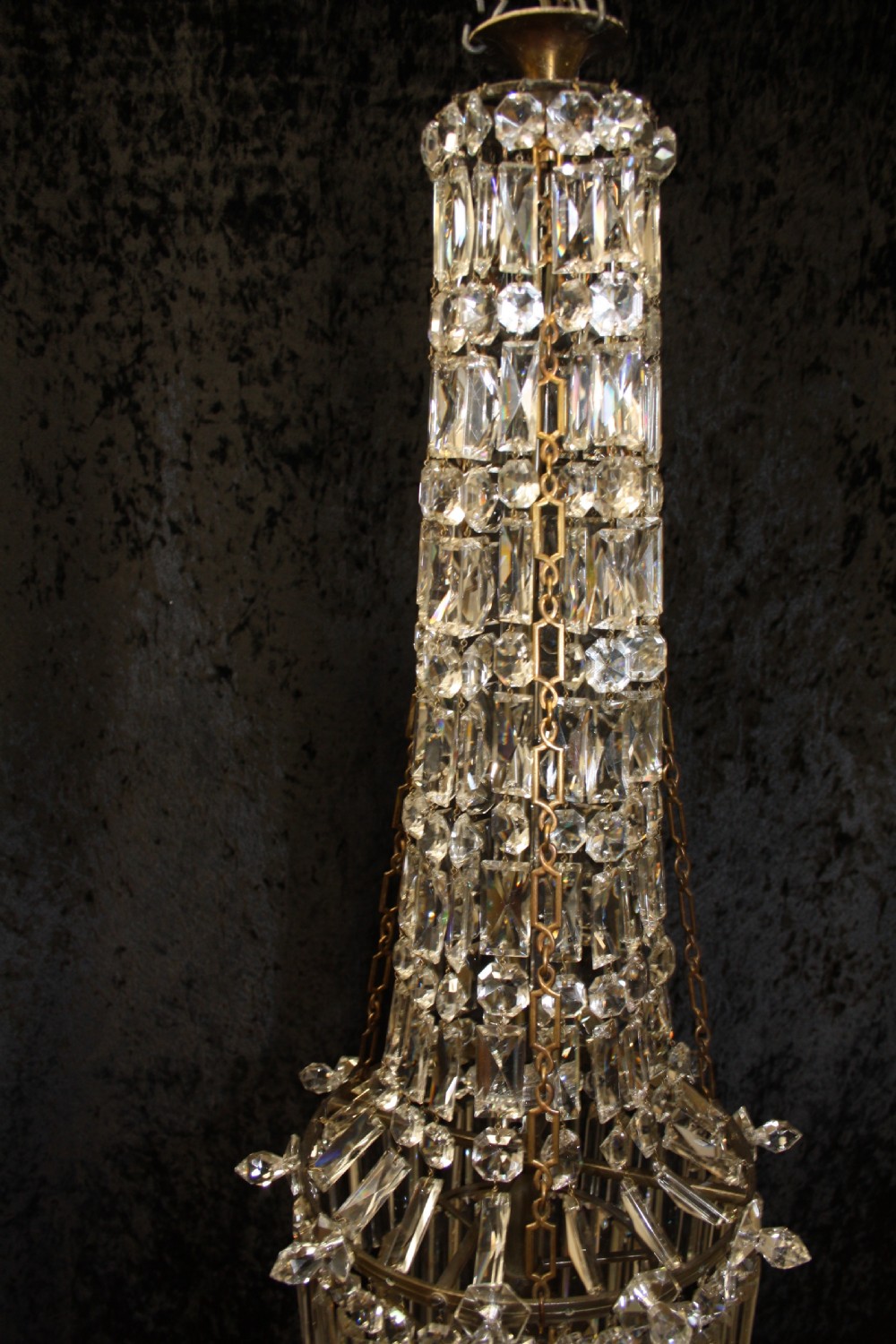 Early 20th century tall swag chandelier View II