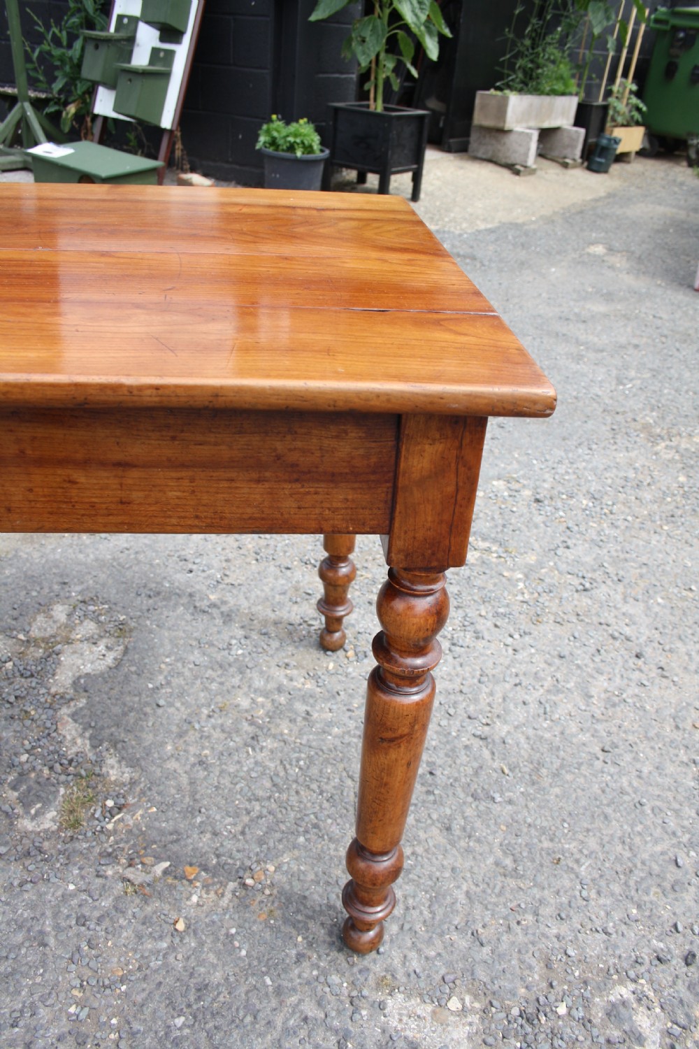 Late 19th century French Cherrywood Farmhouse table 2M Long View V