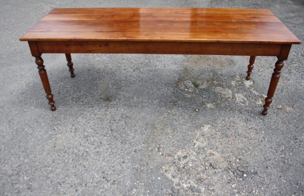 Late 19th century French Cherrywood Farmhouse table 2M Long View VII