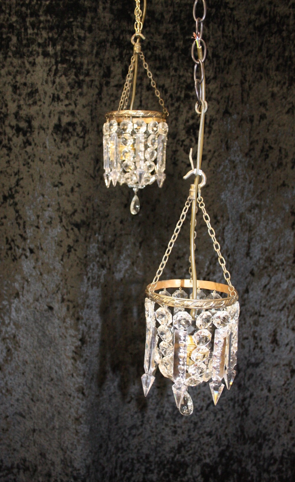 Early 20th century pair of lustre chandeliers