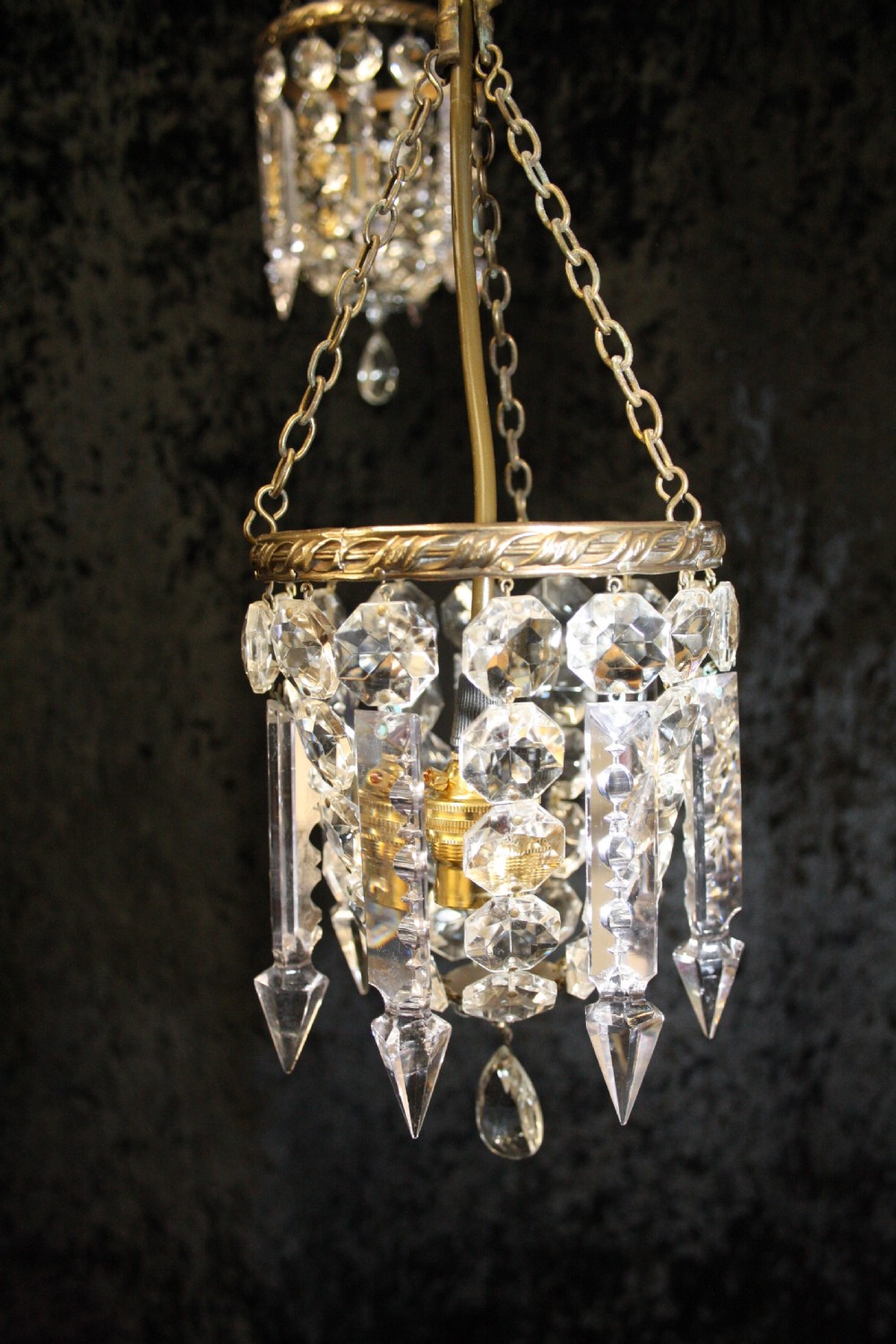 Early 20th century pair of lustre chandeliers View II