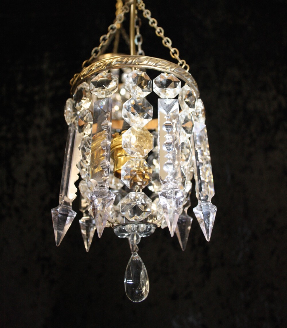 Early 20th century pair of lustre chandeliers View III