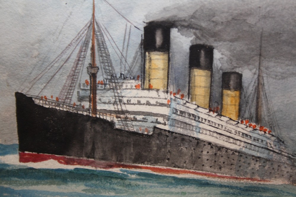 C1900 Watercolour study of the SS Imperator  View VIII