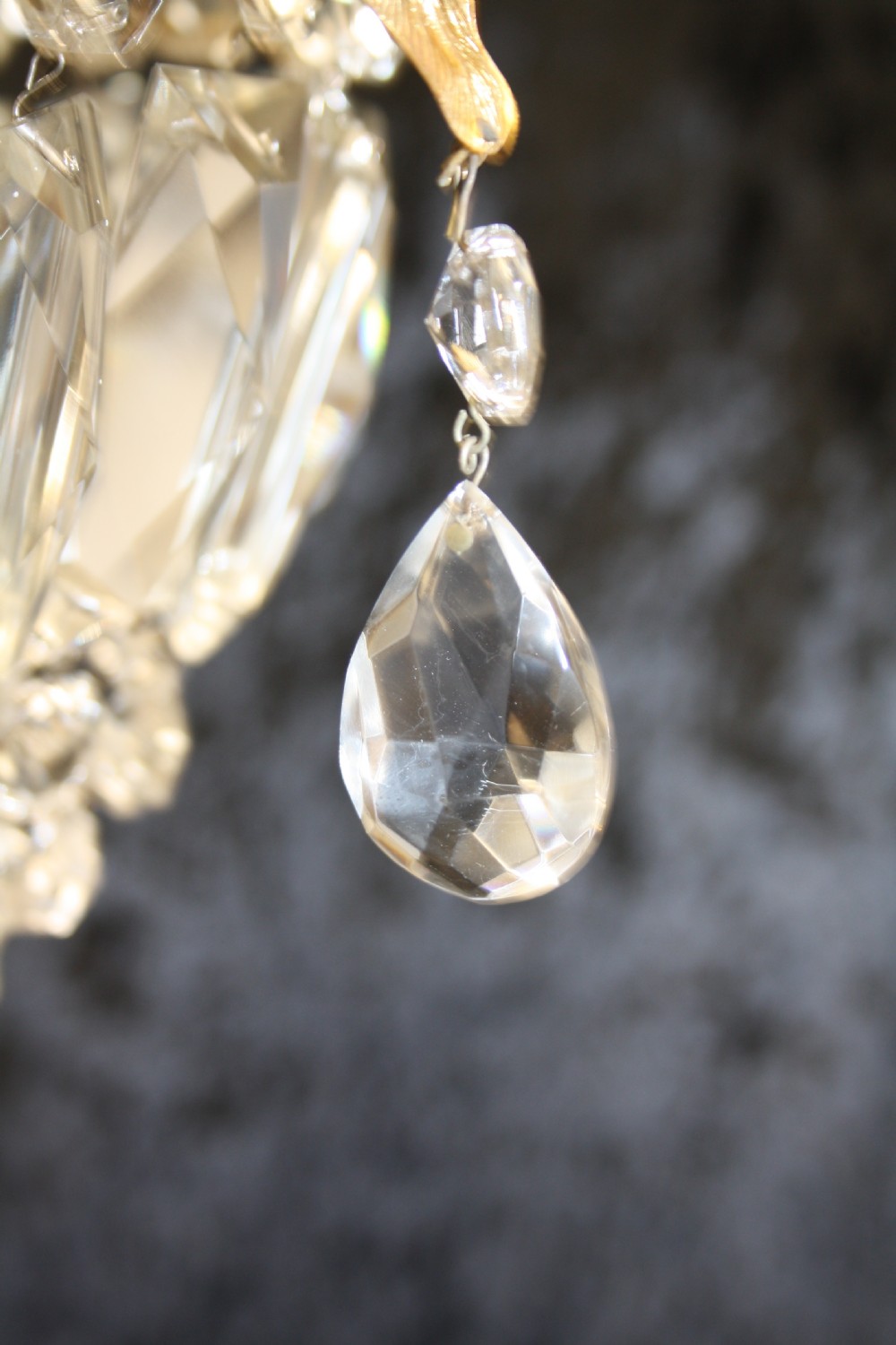 Gilt Crystal Prism bag chandelier  View IV