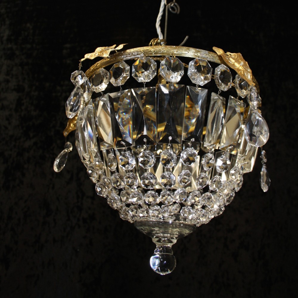 Gilt Crystal Prism bag chandelier  View V