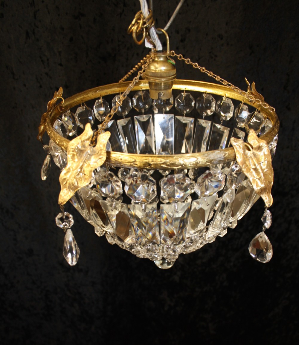 Gilt Crystal Prism bag chandelier  View VI
