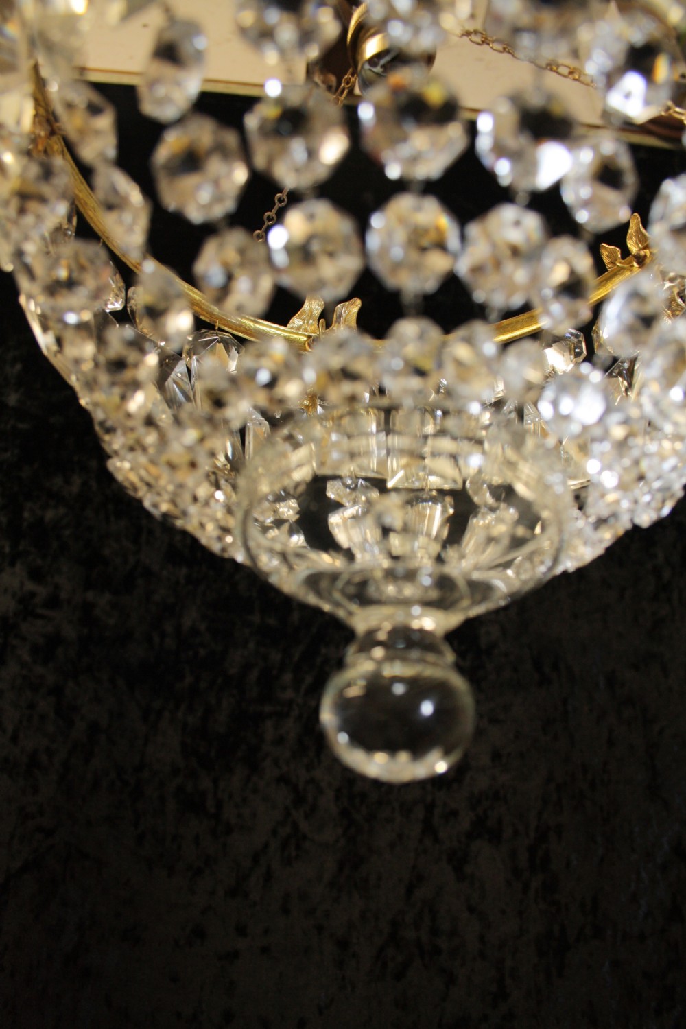 Gilt Crystal Prism bag chandelier  View VII