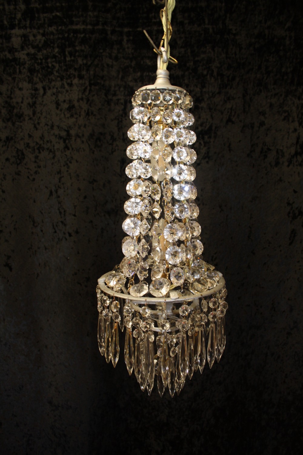 Tall Crystal Swag chandelier with spikes