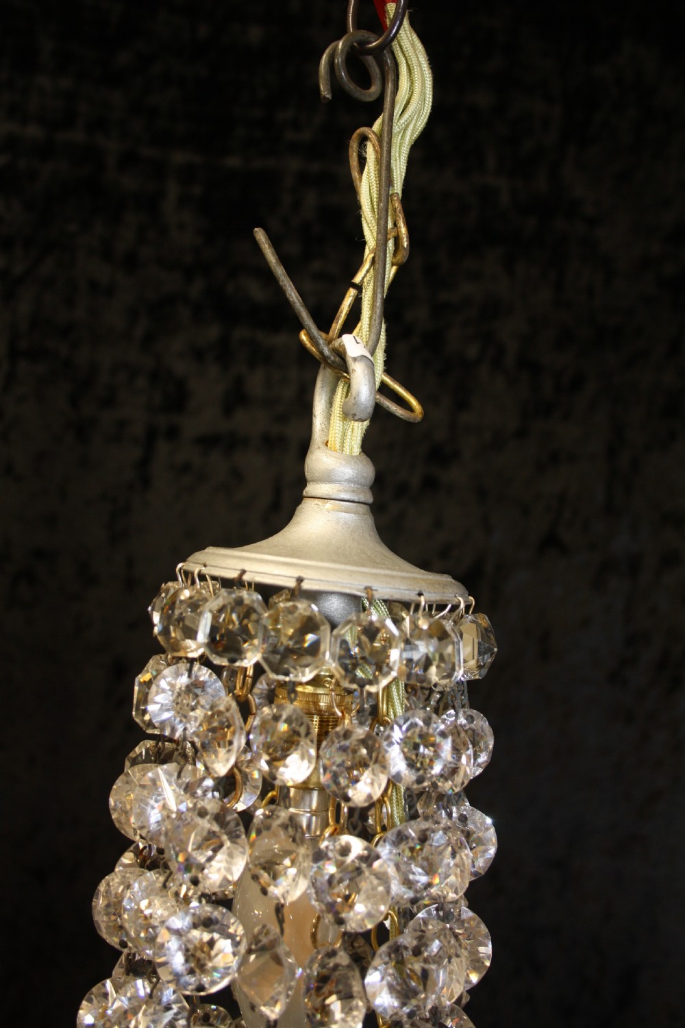 Tall Crystal Swag chandelier with spikes View IV