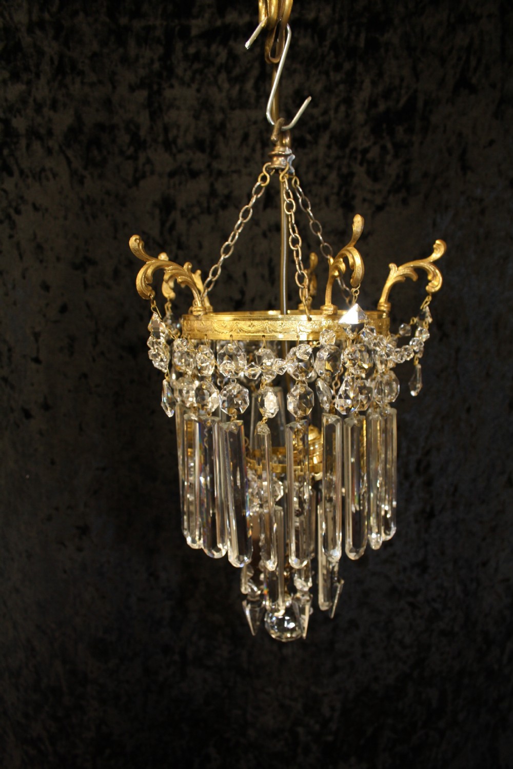 Pair of gilt brass Crystal chandeliers View II