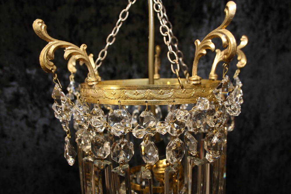 Pair of gilt brass Crystal chandeliers View III