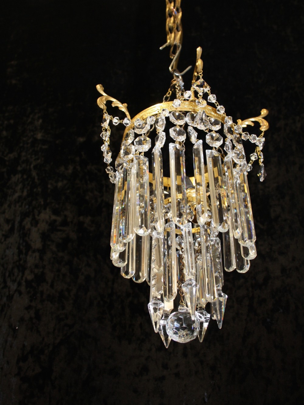 Pair of gilt brass Crystal chandeliers View V