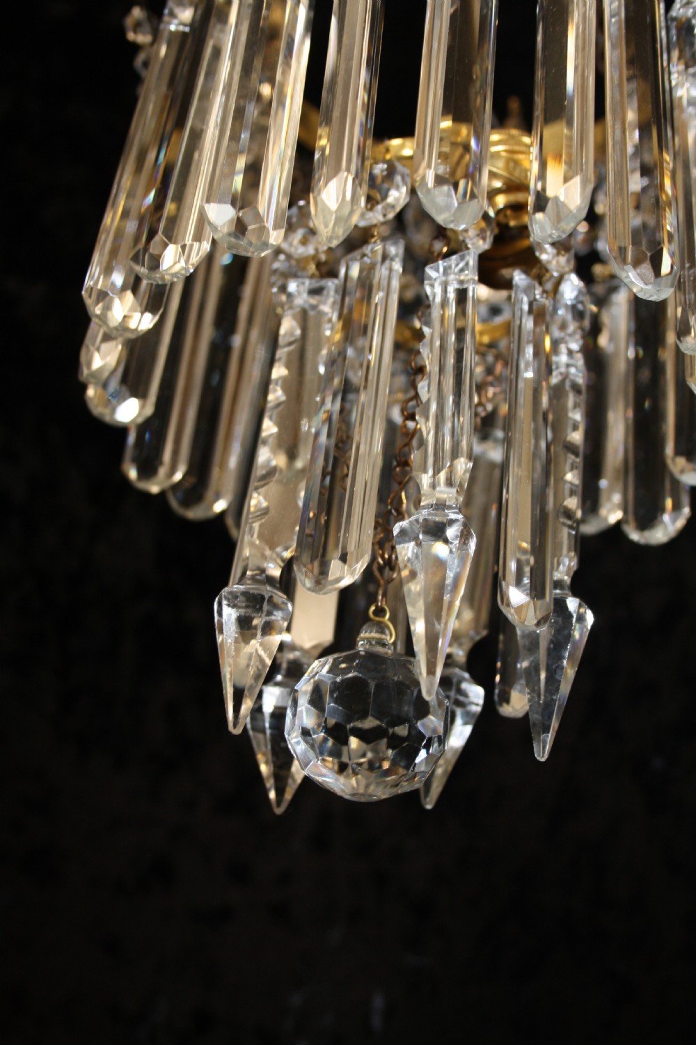 Pair of gilt brass Crystal chandeliers View IX
