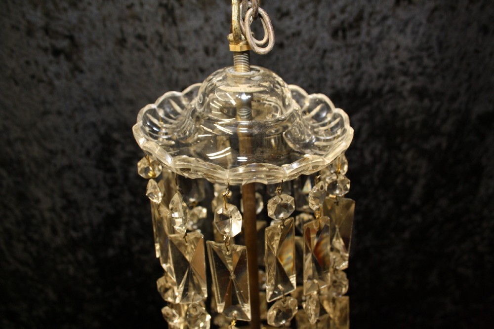 Tall chandelier with Crystal prisons and drips View II