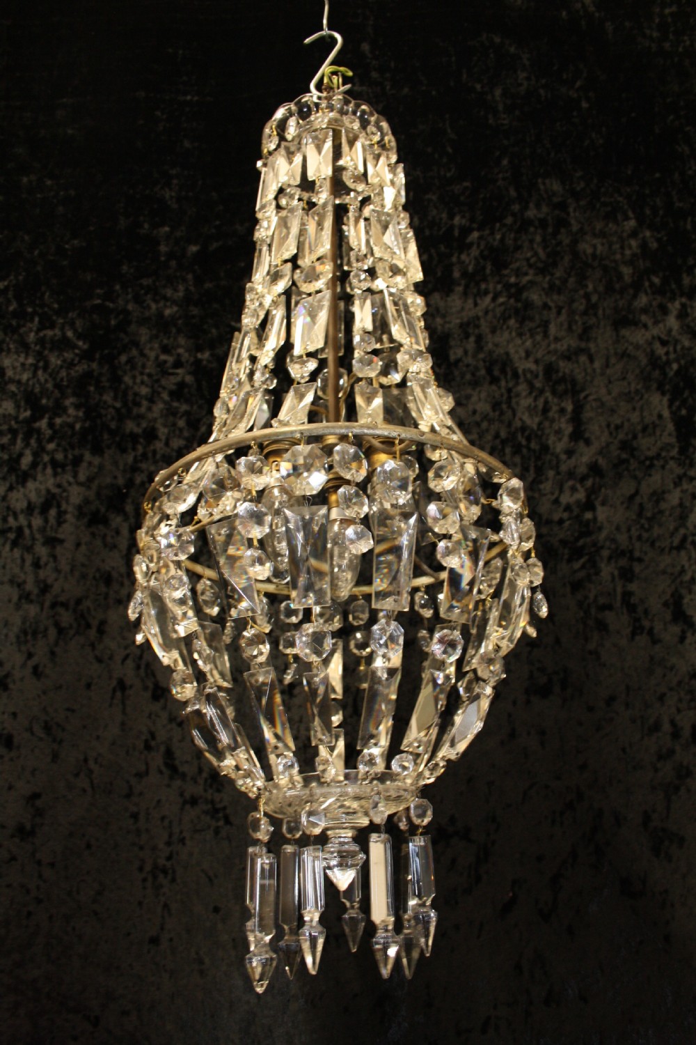 Tall chandelier with Crystal prisons and drips View IV