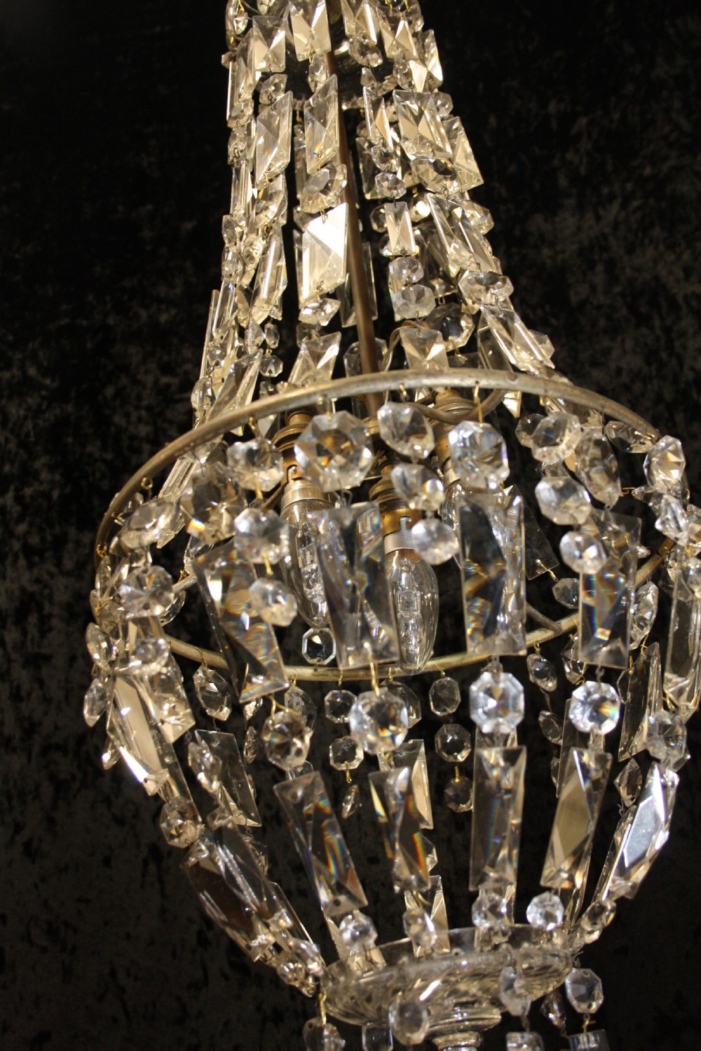 Tall chandelier with Crystal prisons and drips View VII