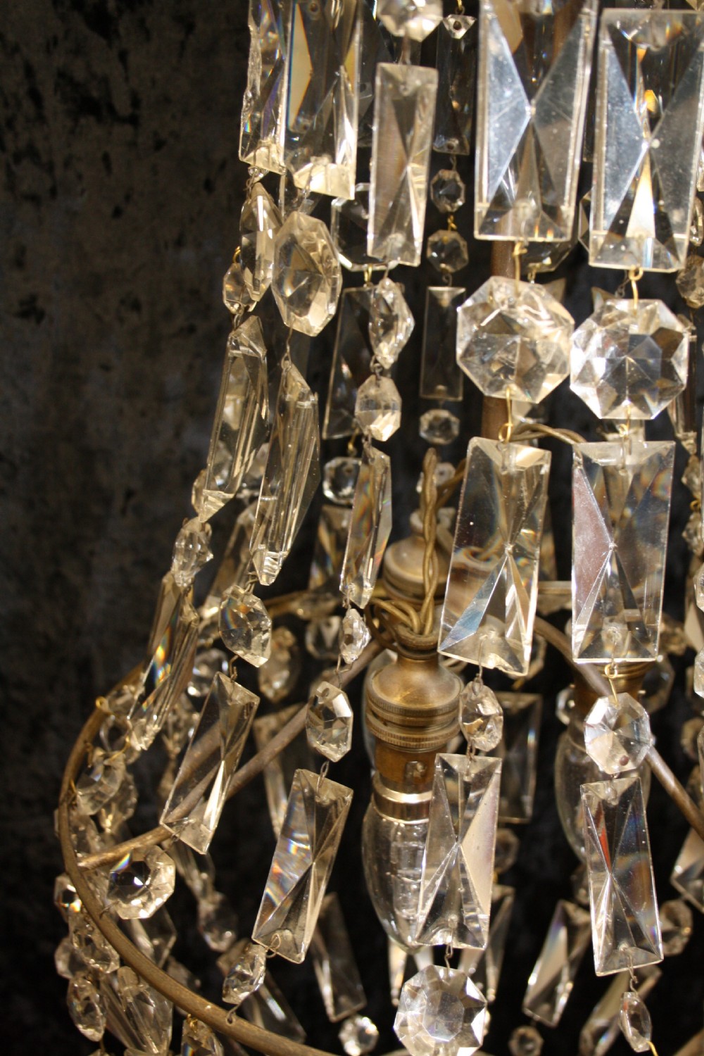 Tall chandelier with Crystal prisons and drips View VIII