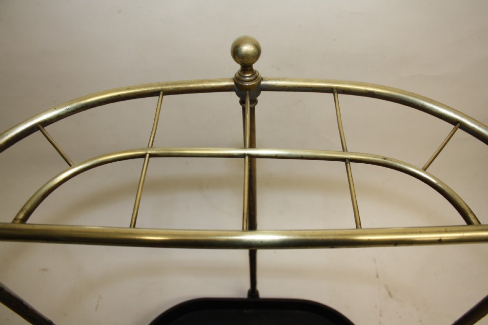 Bow front Victorian Brass sticks stand View IX