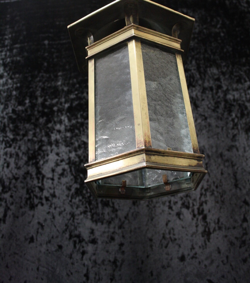 Arts and crafts brass Lantern View III