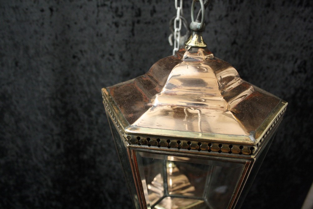 Early 20th century Pair of copper and brass lanterns View II
