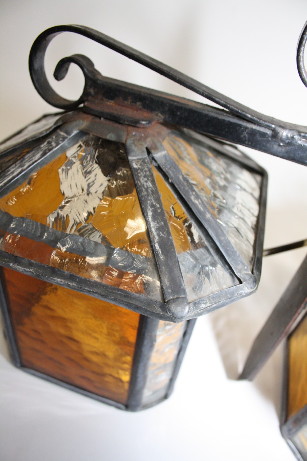 Pair of Arts and crafts leaded porch lights View V