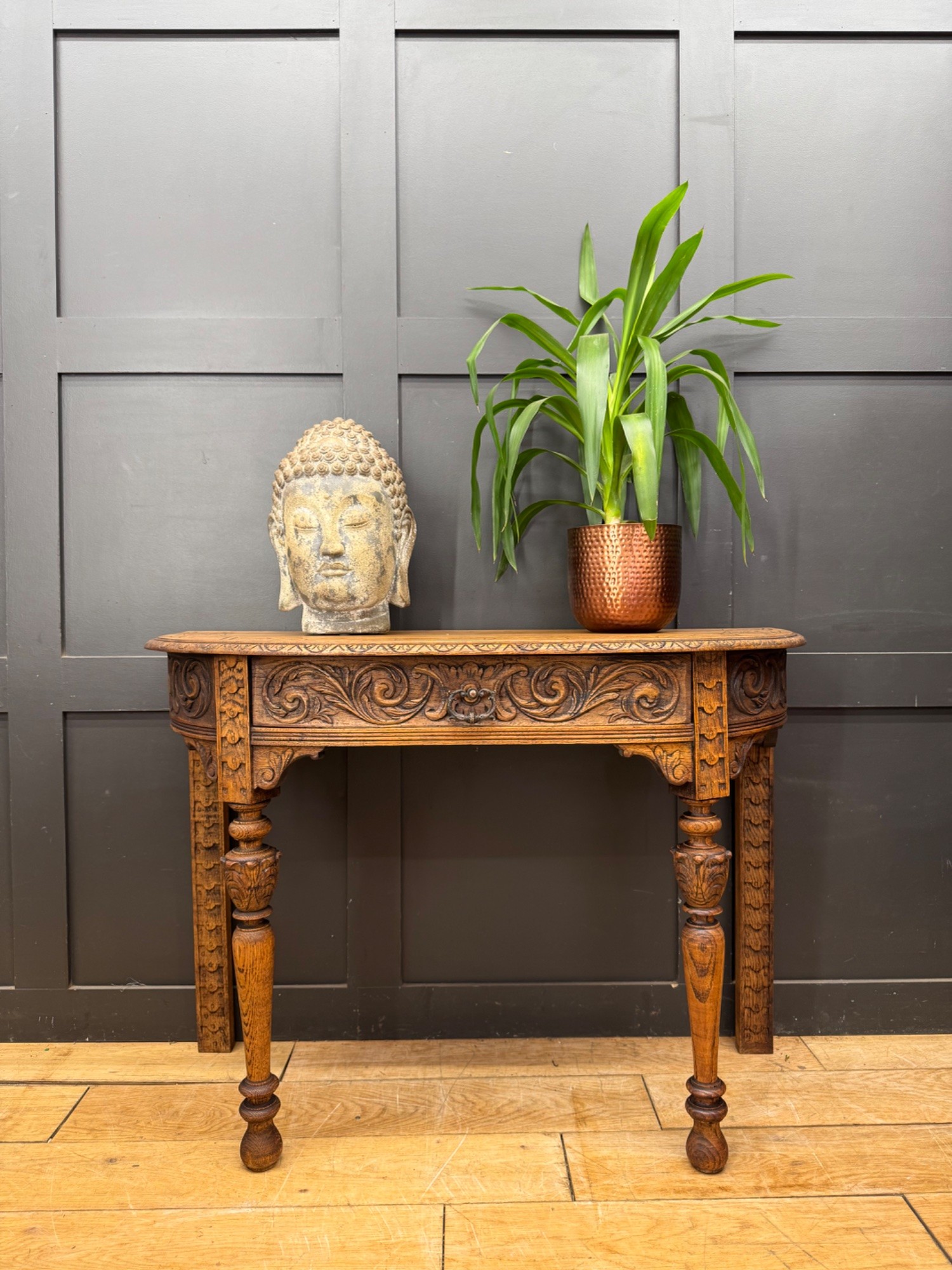 Antique Carved Oak Side Table